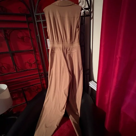Athletica Brooklyn Heights Wide Leg Tan Jumpsuit - Picture 3 of 4